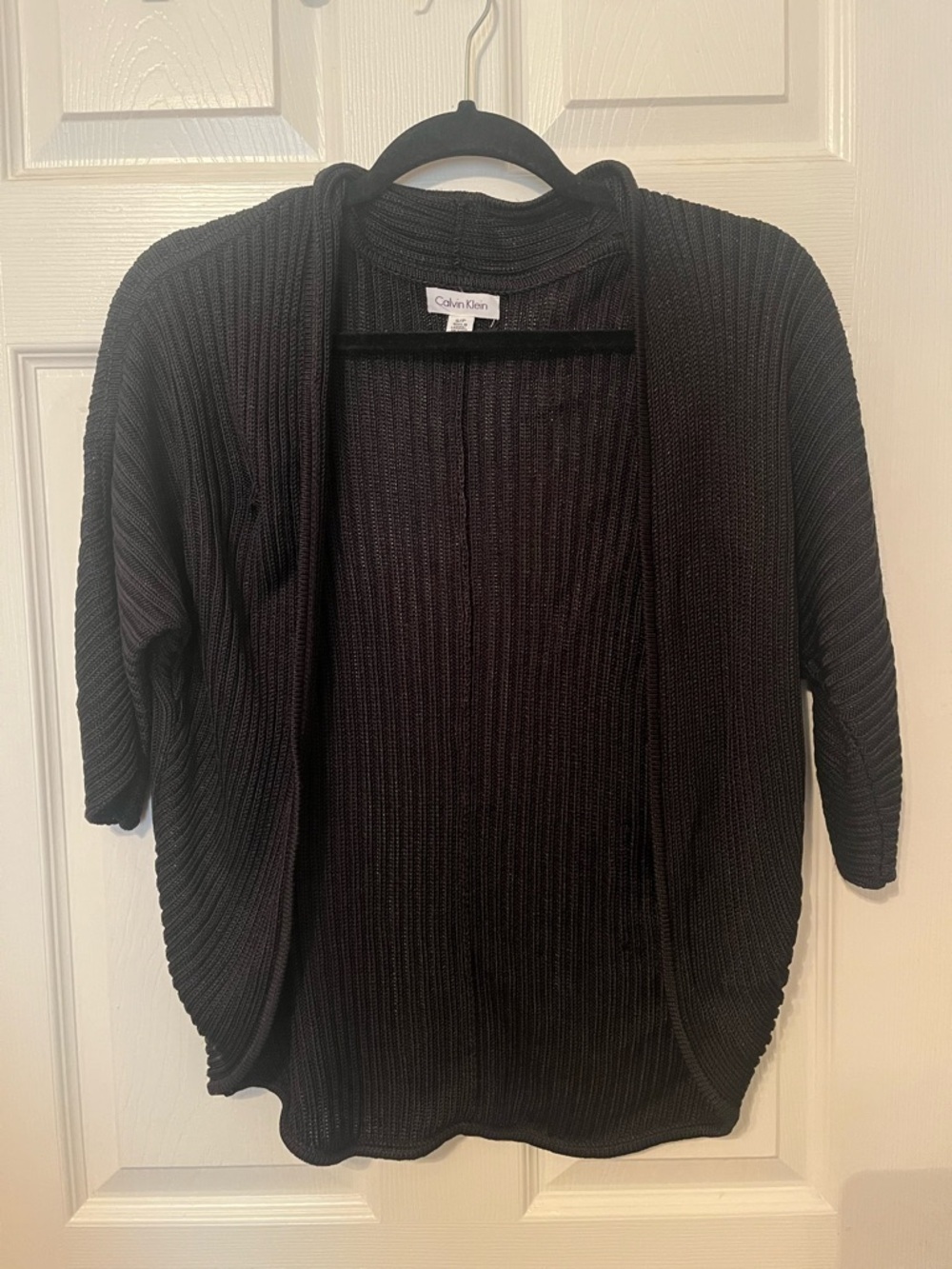 Calvin Klein Black Open-Front Ribbed Cardigan